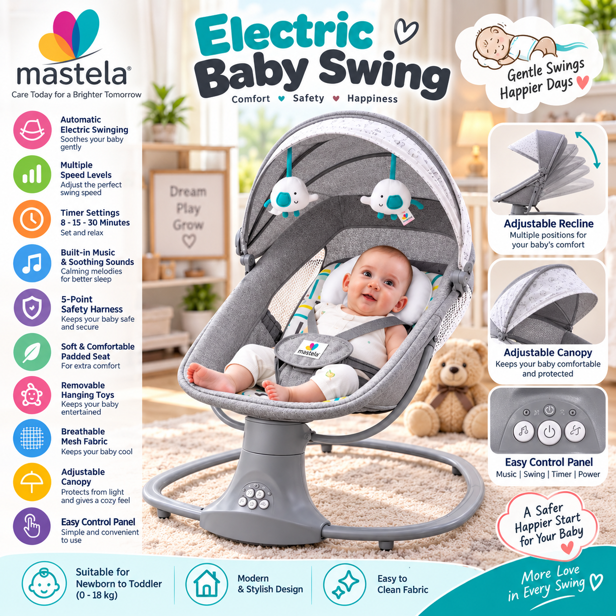 Mastela 3-in-1 Baby Swing SWE-8104