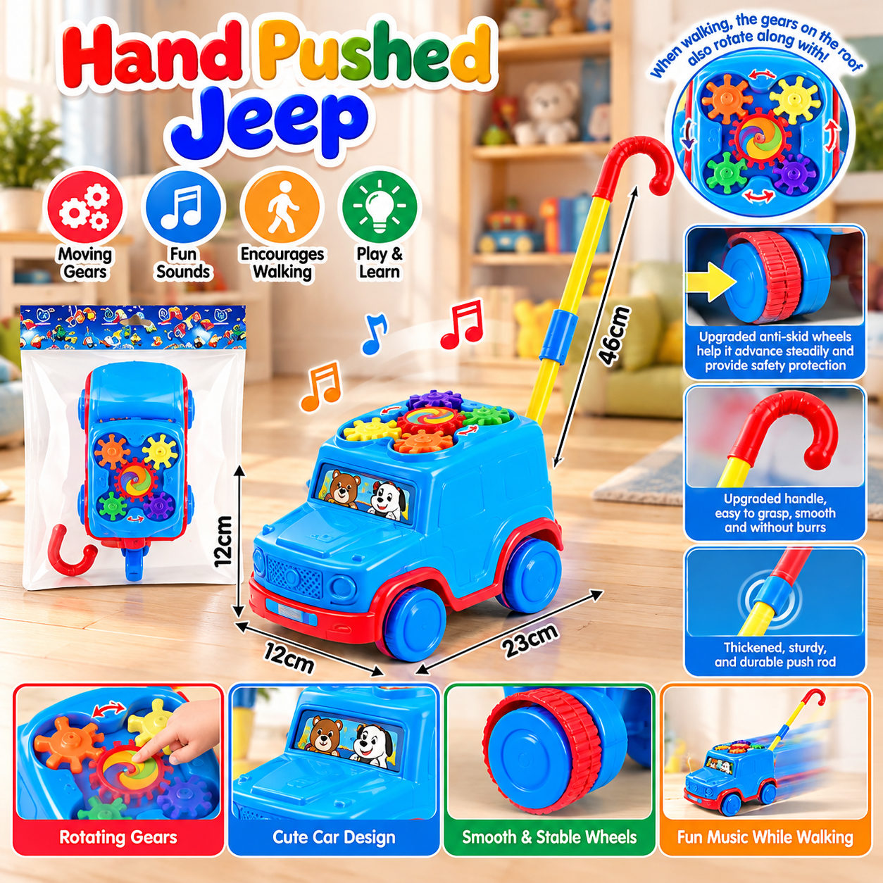 KIDS HAND PUSH JEEP TOY