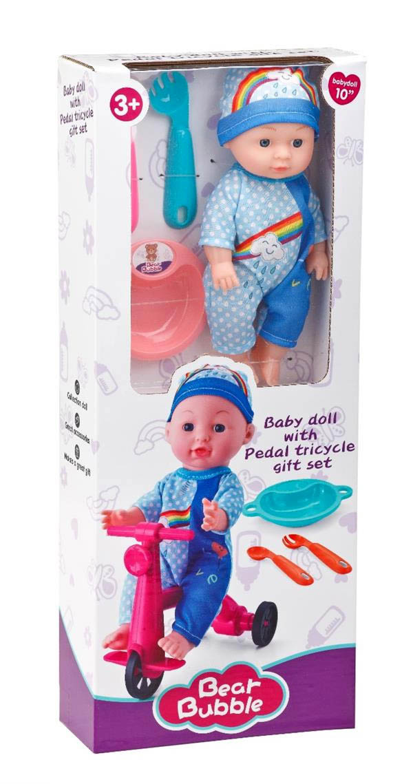 BABY DOLL WITH PADDLE TRICYCLE
