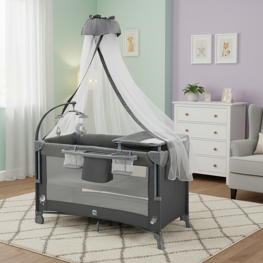 BABY TRAVEL COT WITH MOSQITO NET