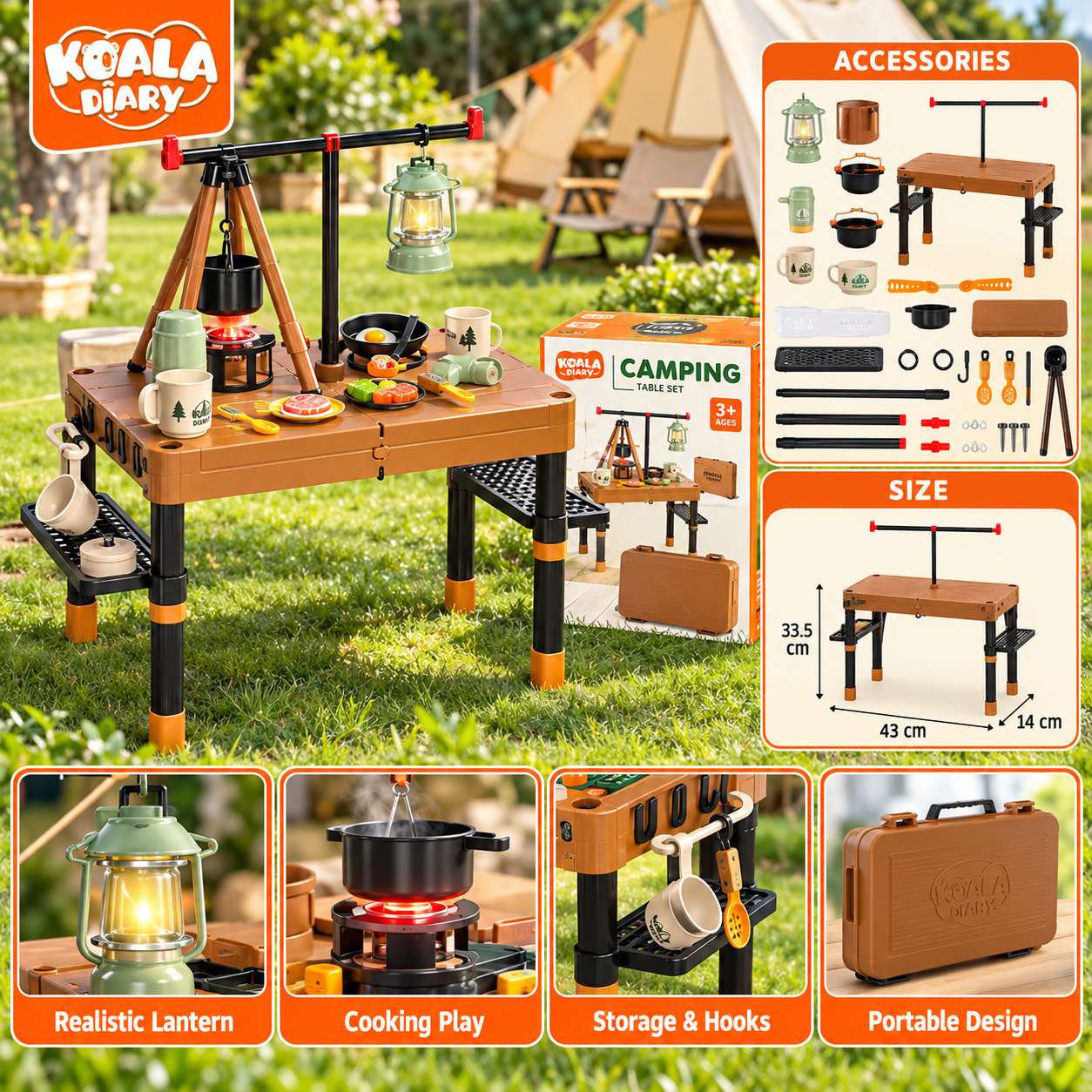 KIDS CAMPING TOY FOLDING TABLE