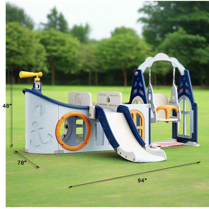 KIDS SWING WITH SLIDE L-94" W-78" H-48"