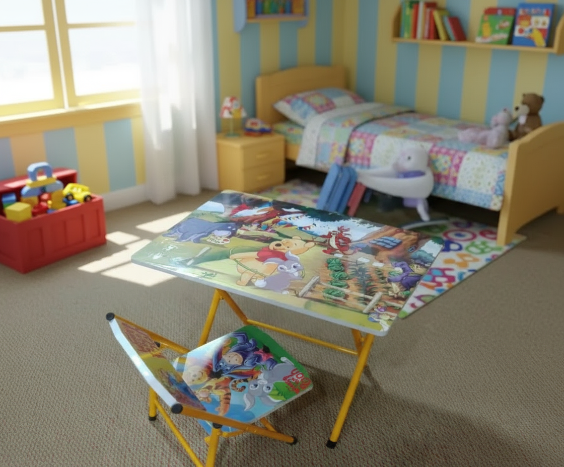 STUDY TABLE POOH FODABLE PK YELLOW