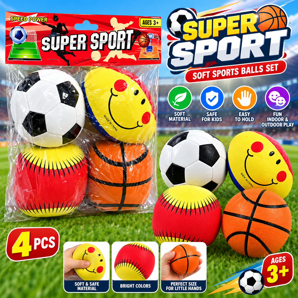 SUPER SPORTS PVC BALL 4 PCS
