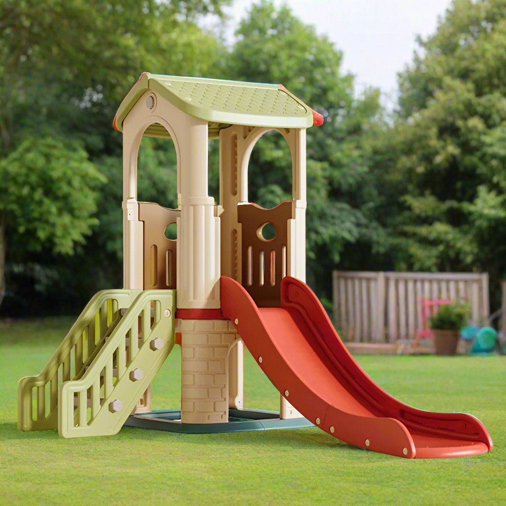 KIDS PLAY HOUSE & SLIDE  L-110" W-80" H-45"