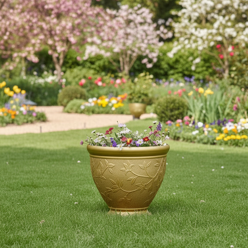 FLOWER POT GOLDEN MEDIUM SIZE