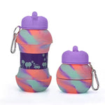 WATER BOTTLE SILICONE FOLD MULTI COLOUR