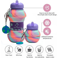 WATER BOTTLE SILICONE FOLD MULTI COLOUR