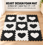 HEART DESIGN FOAM MAT 9 PCS