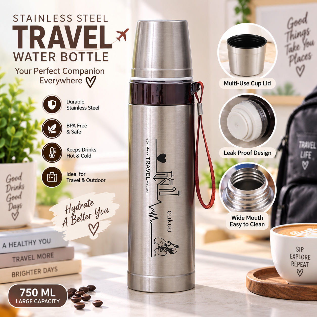 WATER BOTTLE SS 750ML