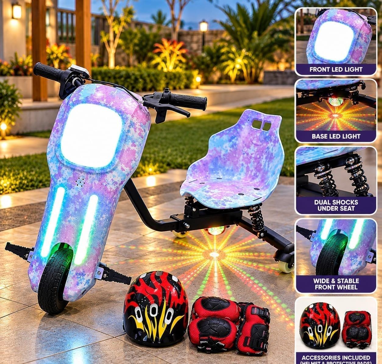 ELECTRIC DRIFT SCOOTER WITH LED LIGHTS