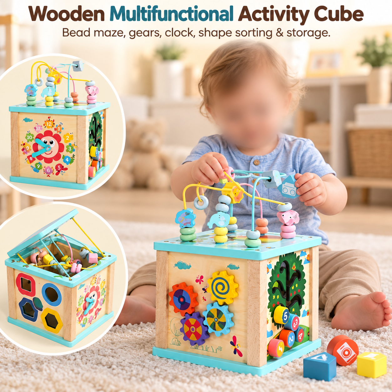 Wooden Multifunctional Activity Cube