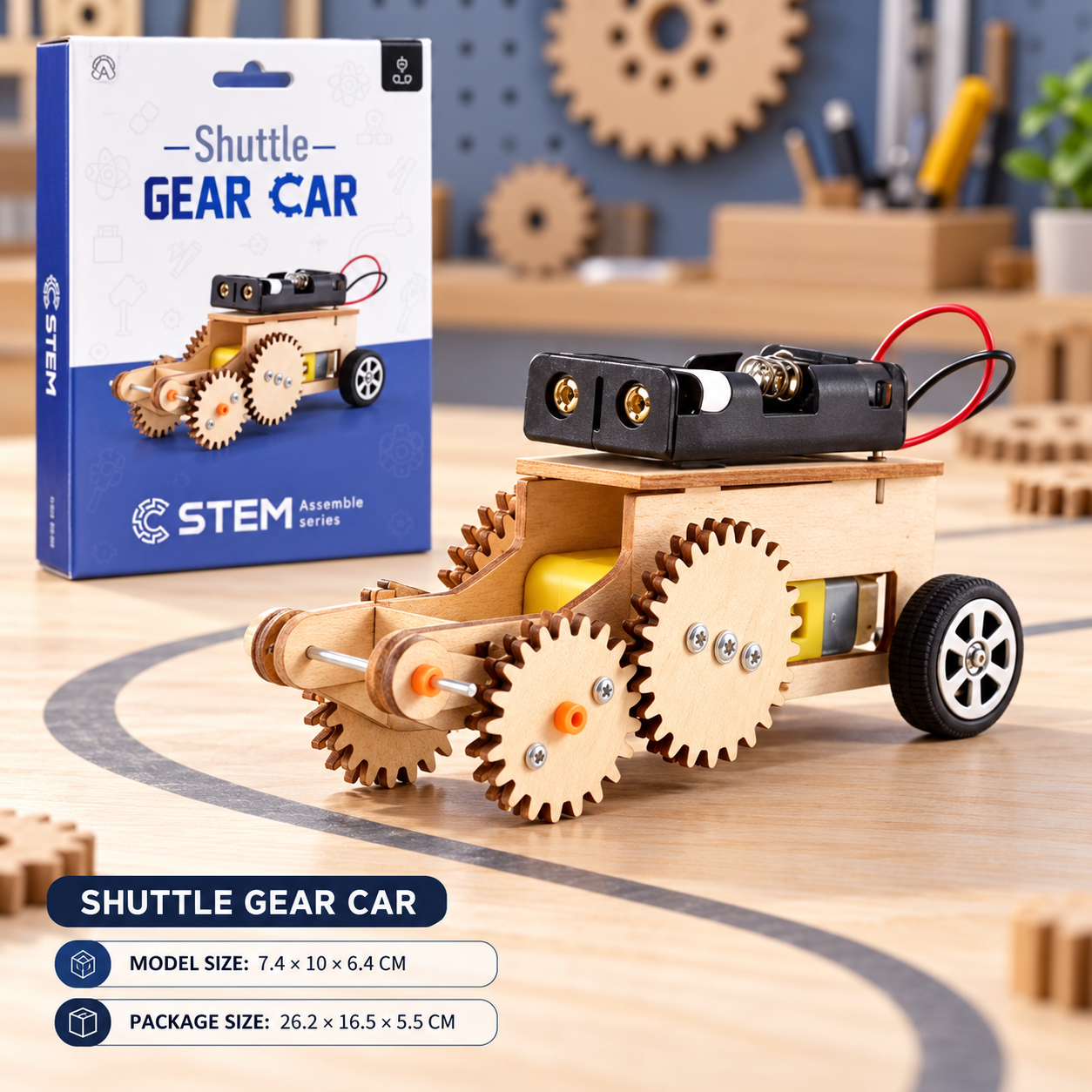 Shuttle Gear Car STEM Toy
