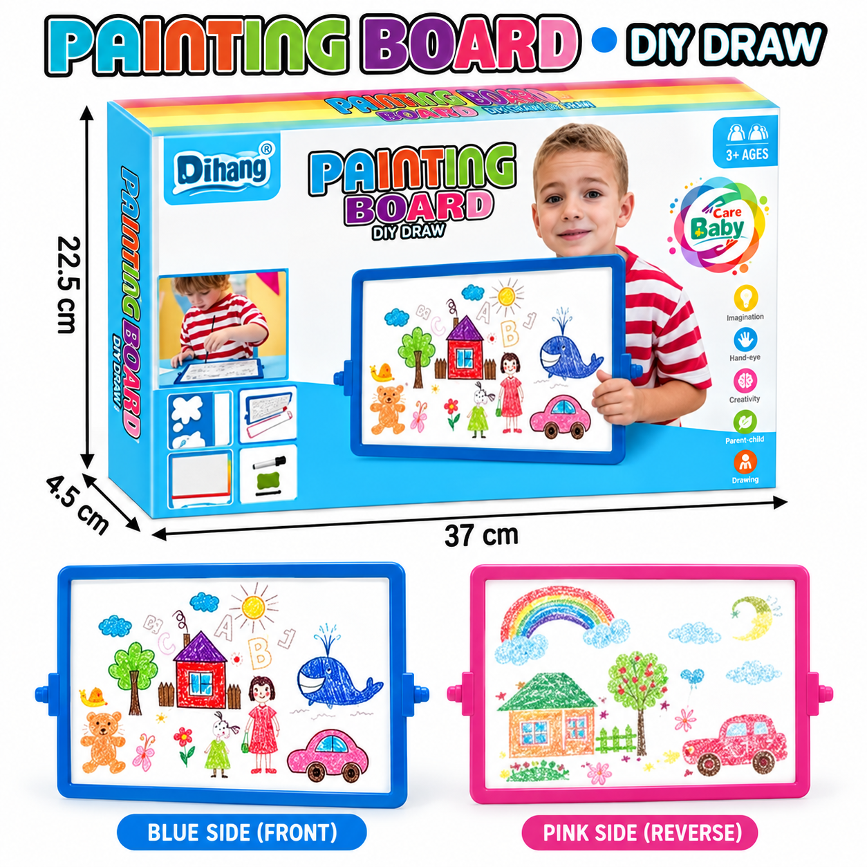 DOUBLE-SIDED PAINTING BOARD FOR KIDS