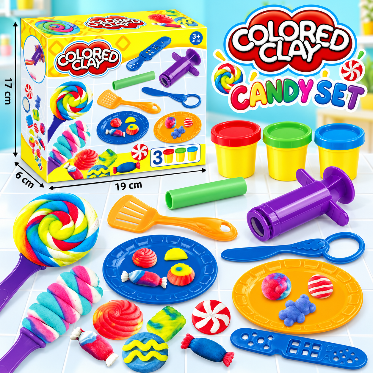 COLORED CLAY CANDY MAKING PLAY SET