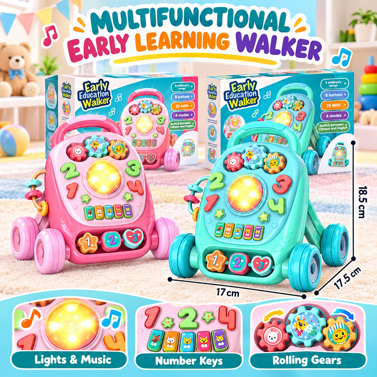 Multifunctional Early Education Learning Walker Toy