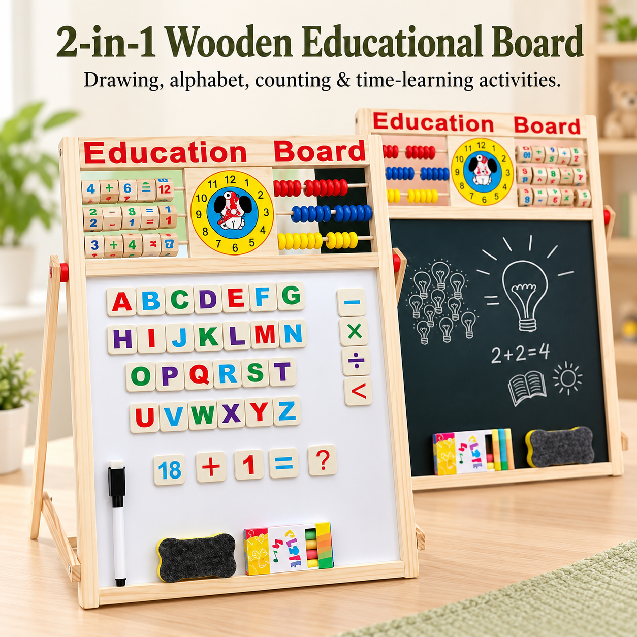 2-in-1 Wooden Educational Board