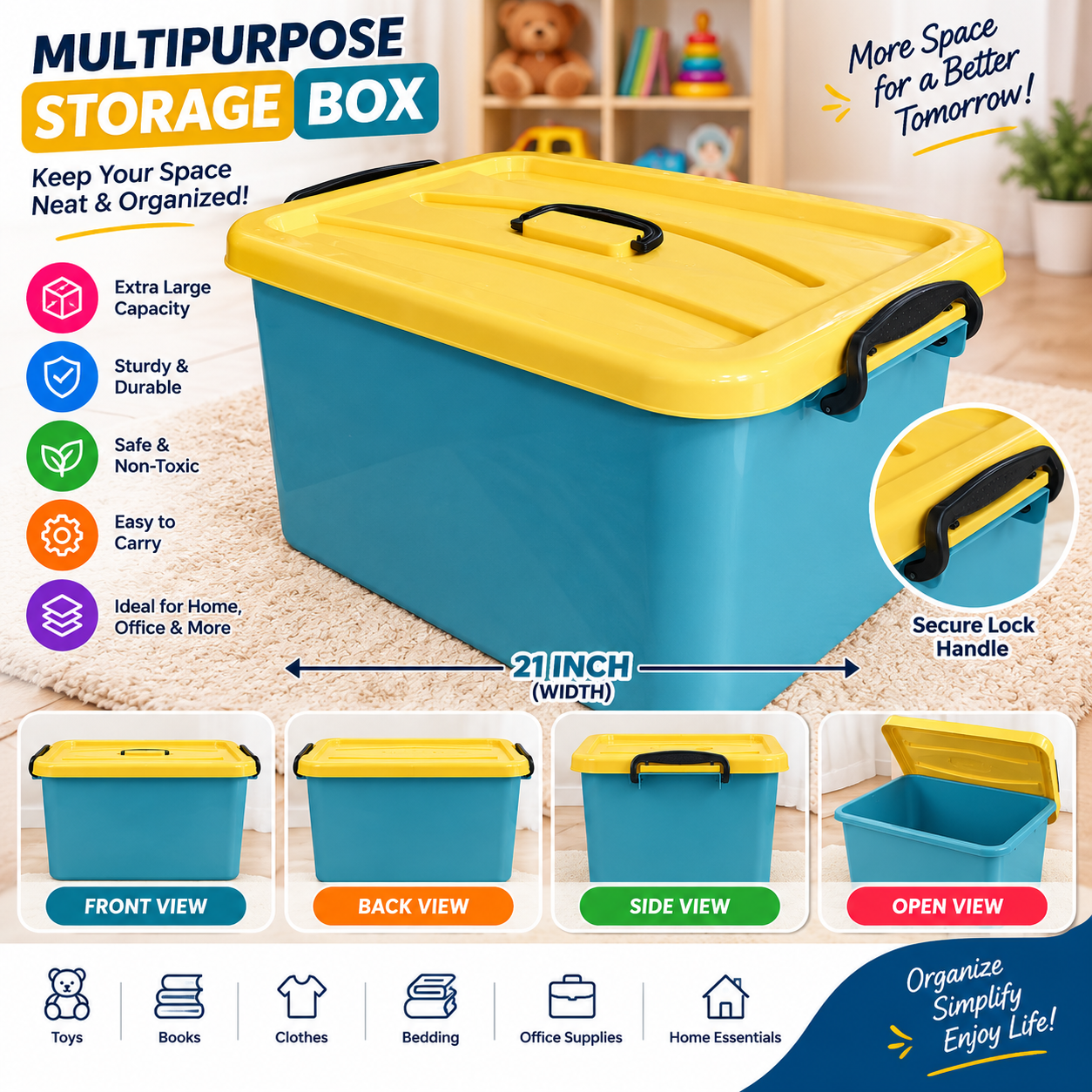 TOY STORAGE BOX 21"  PLAIN