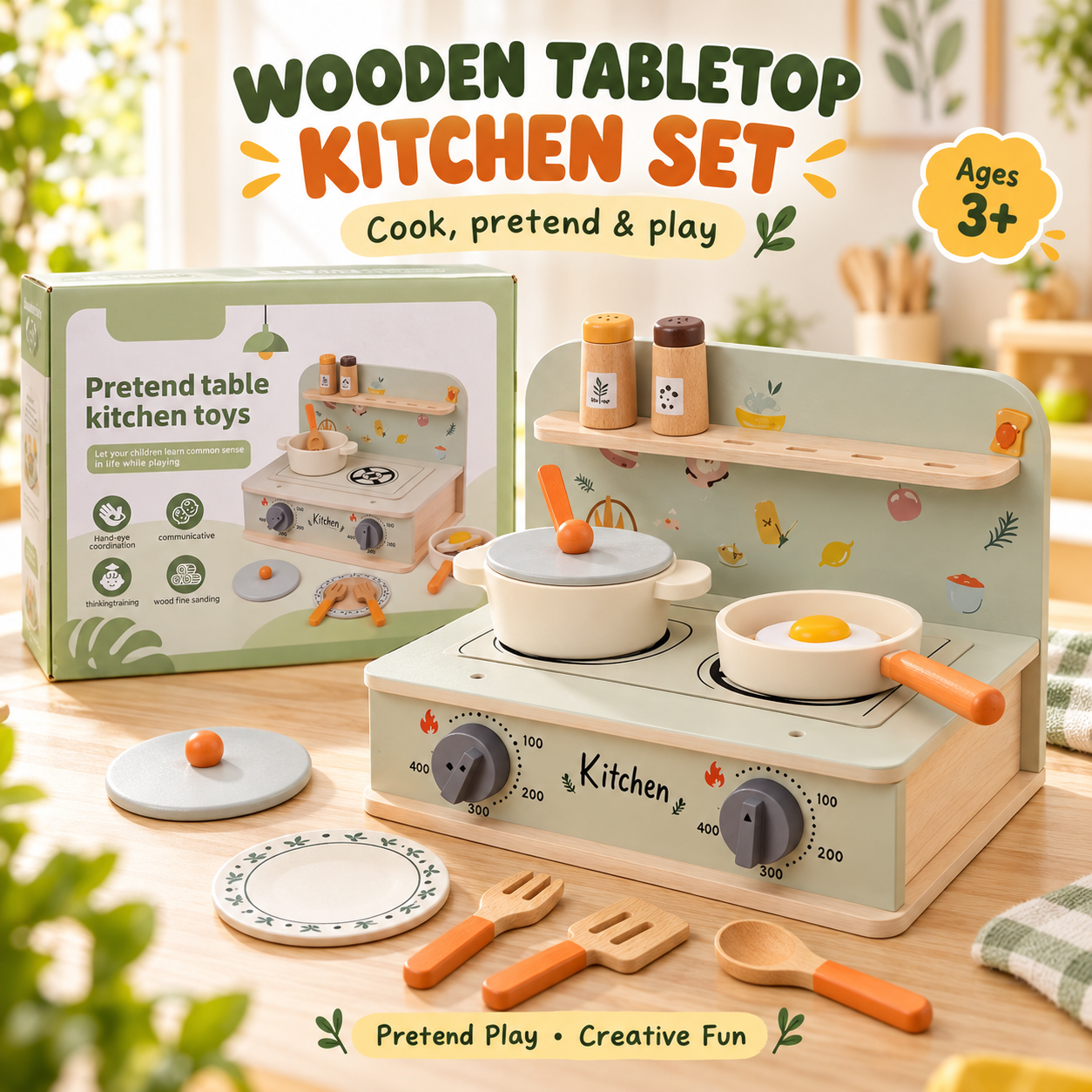 Wooden Tabletop Kitchen Set
