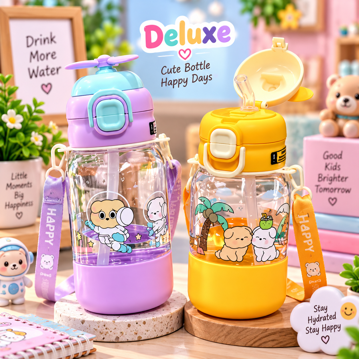 PLASTIC WATER BOTTLE DLX CARTOON