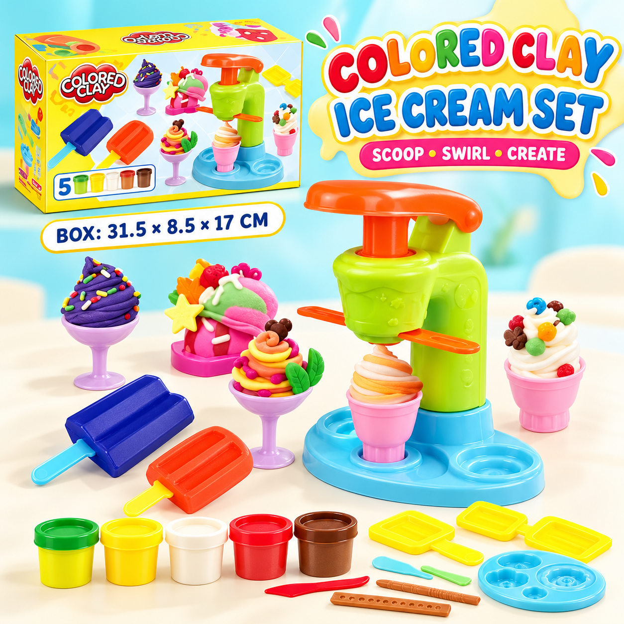 COLORED CLAY ICE CREAM SET