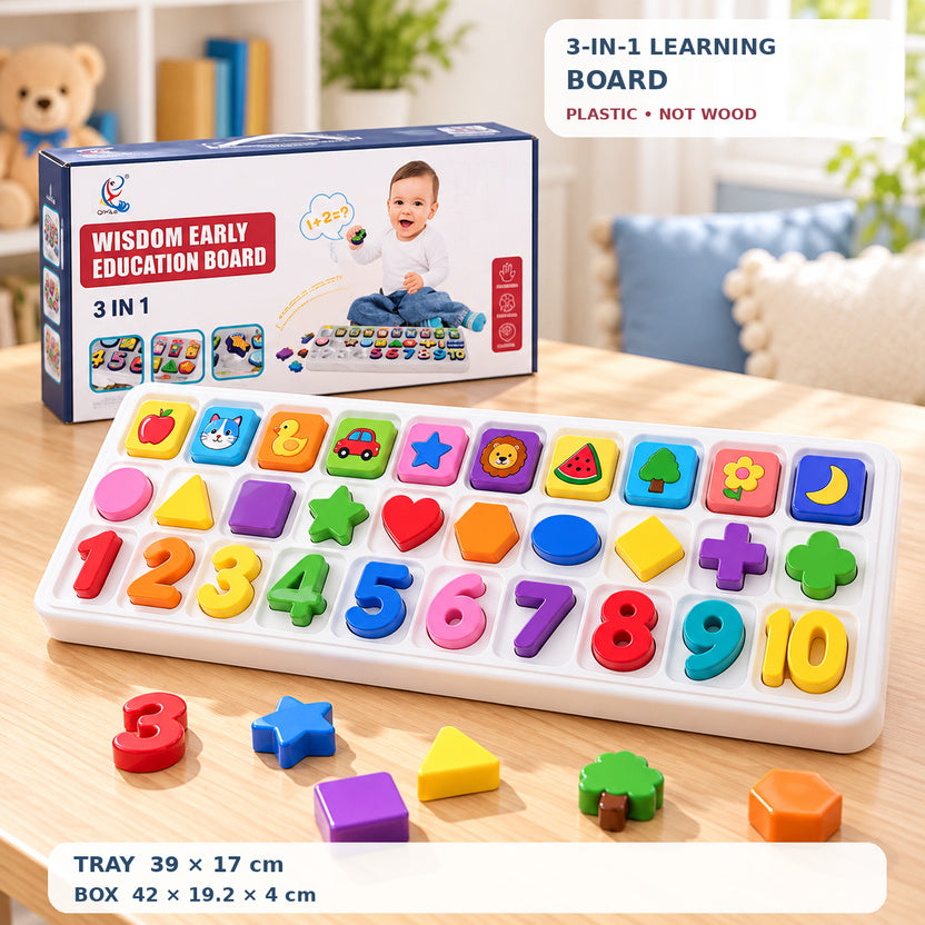 Plastic 3-in-1 learning board toy