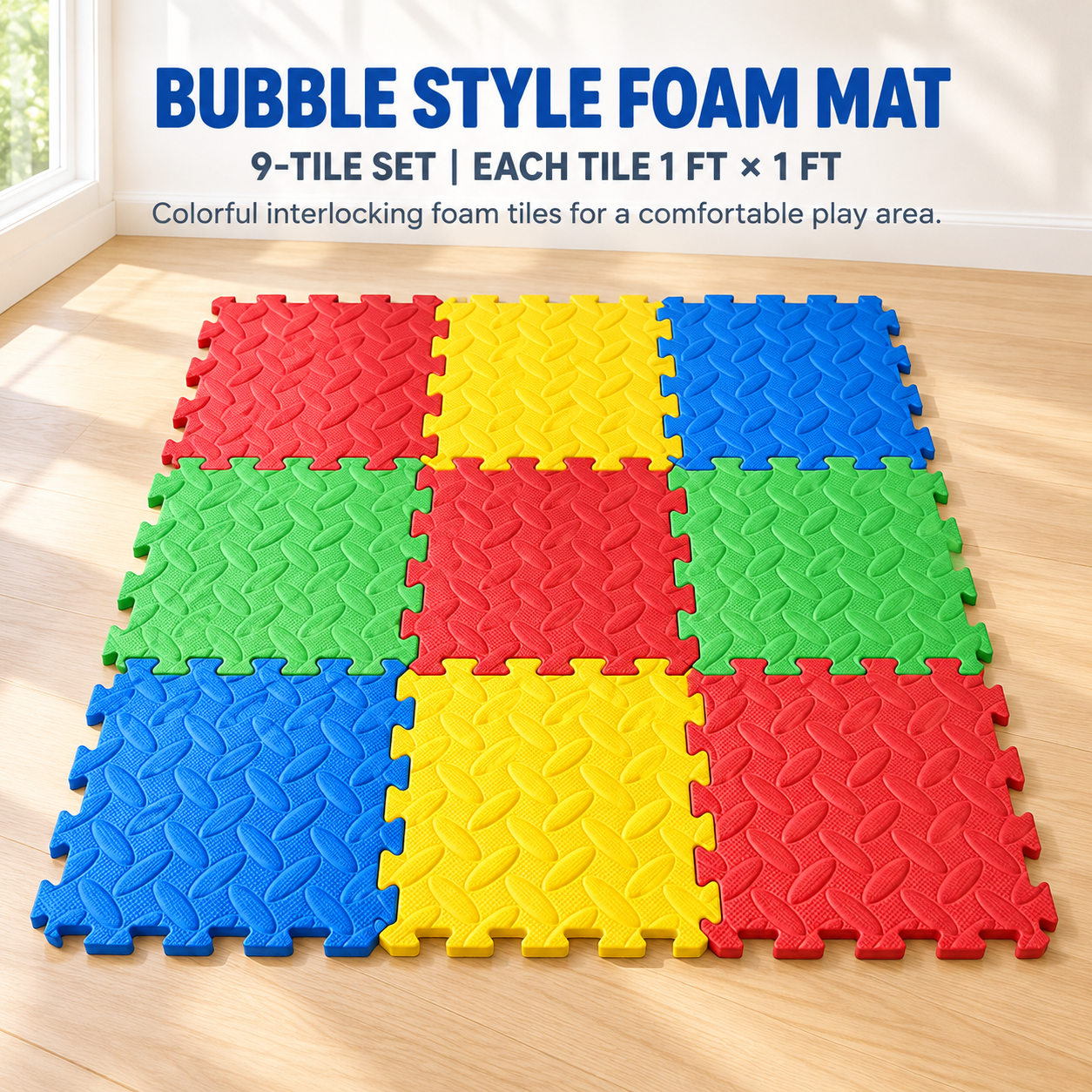 BUBBLE STYLE FOAM MAT 9PC
