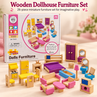 Wooden Dollhouse Furniture Set