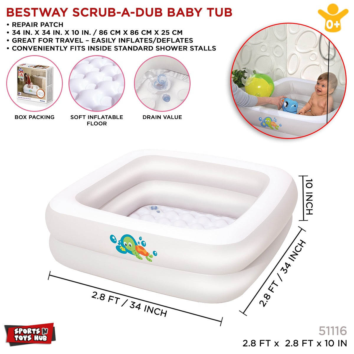 BEST WAY SWIMMING FUN  L-34" W-34" H-10"