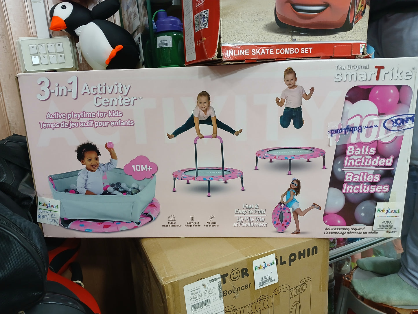 36" FOLDABLE TRAMPOLINE WITH HANDLE  JB-036C blue&pink colour